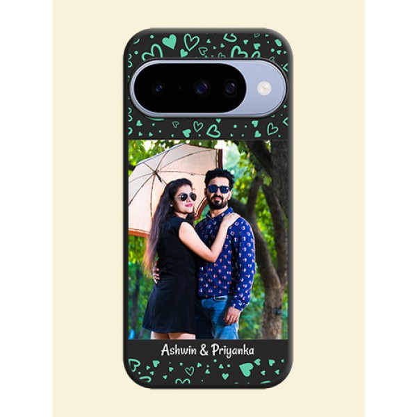 Sea Green Indefinite Love Pattern on Photo On Space Black Custom Soft Matte Mobile Back Cover - Google Pixel 10 5G