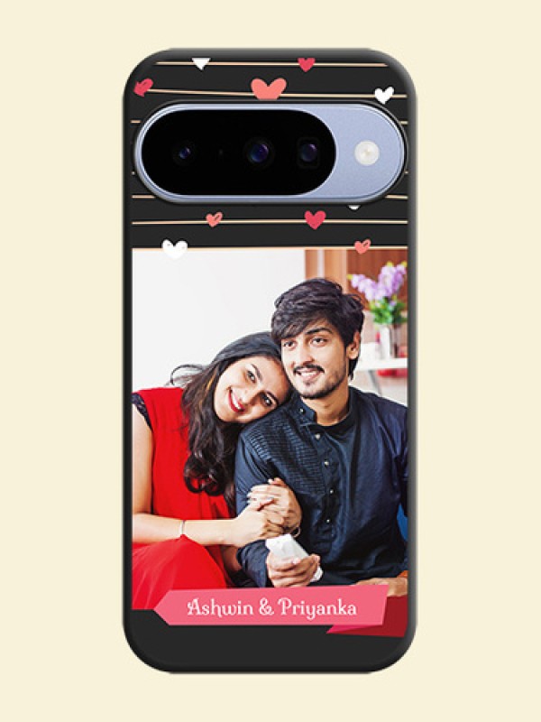 Love Pattern with Name on Pink Ribbon on Photo On Space Black Custom Soft Matte Mobile Back Cover - Google Pixel 10 5G