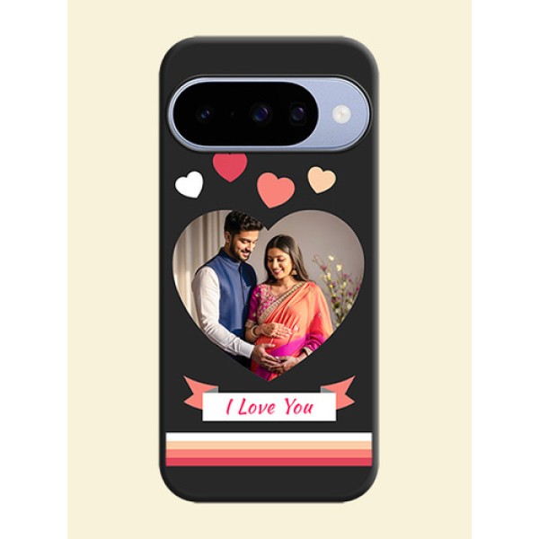 Love Shaped Photo with Colorful Stripes On Space Black Custom Soft Matte Mobile Back Cover - Google Pixel 10 5G
