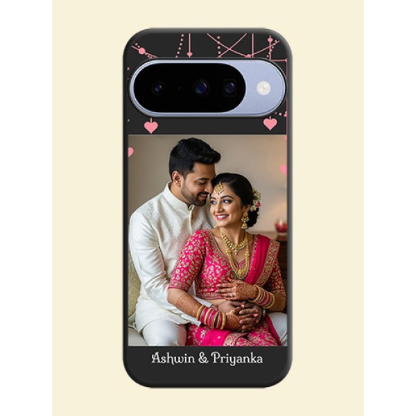 Pink Love Hangings with Text On Space Black Custom Soft Matte Mobile Back Cover - Google Pixel 10 5G