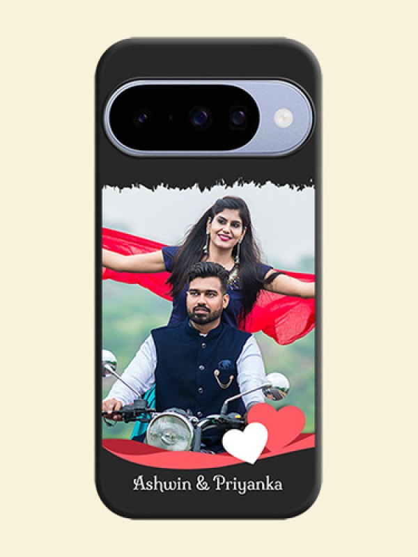 Pin Color Love Shaped Ribbon Design with Text On Space Black Custom Soft Matte Mobile Back Cover - Google Pixel 10 5G