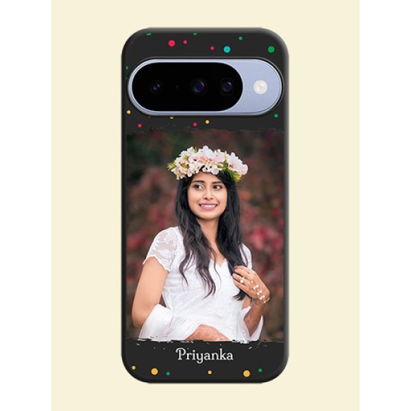 Multicolor Dotted Pattern with Text On Space Black Custom Soft Matte Mobile Back Cover - Google Pixel 10 5G