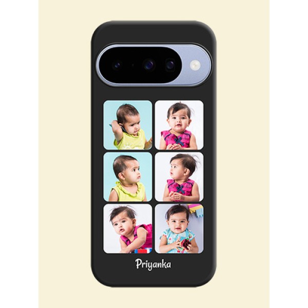 Floral Art with 6 Image Holder on Photo On Space Black Custom Soft Matte Mobile Back Cover - Google Pixel 10 5G
