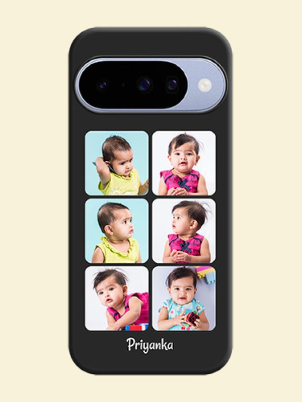 Floral Art with 6 Image Holder on Photo On Space Black Custom Soft Matte Mobile Back Cover - Google Pixel 10 5G