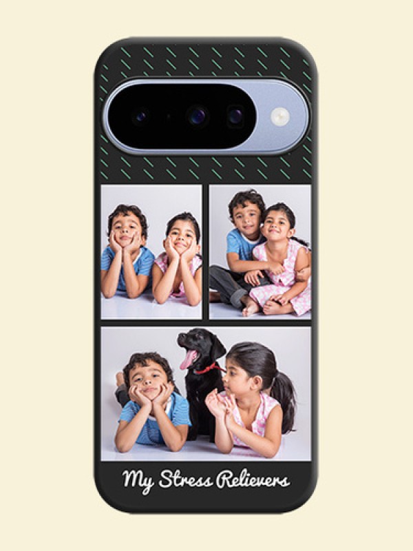 Cross Dotted Pattern with 2 Image Holder On Space Black Custom Soft Matte Mobile Back Cover - Google Pixel 10 5G