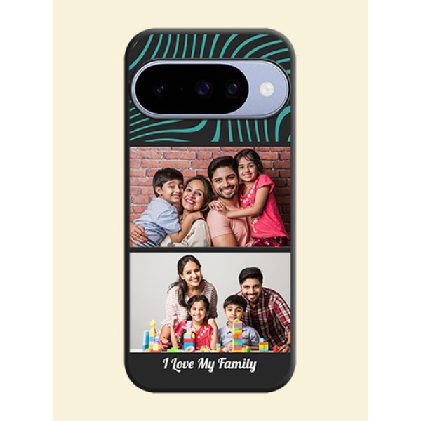 Wave Pattern with 2 Image Holder On Space Black Custom Soft Matte Mobile Back Cover - Google Pixel 10 5G