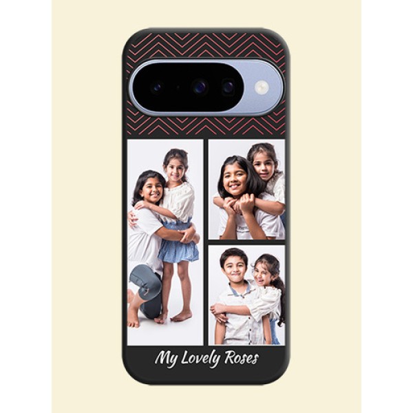 Wave Pattern with 3 Image Holder On Space Black Custom Soft Matte Mobile Back Cover - Google Pixel 10 5G