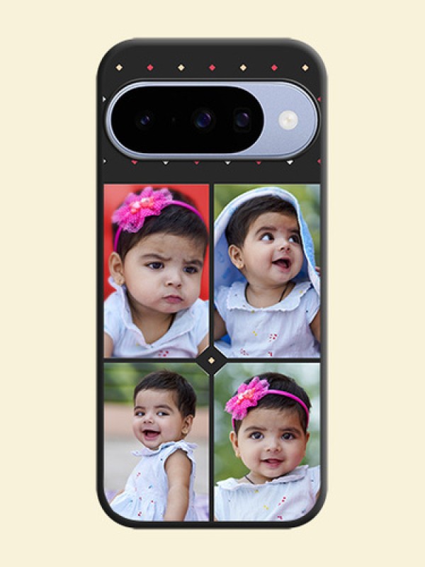 Multicolor Dotted Pattern with 4 Image Holder On Space Black Custom Soft Matte Mobile Back Cover - Google Pixel 10 5G