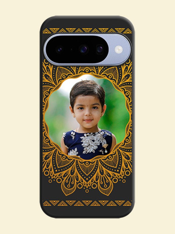 Round Image with Floral Design On Space Black Custom Soft Matte Mobile Back Cover - Google Pixel 10 5G