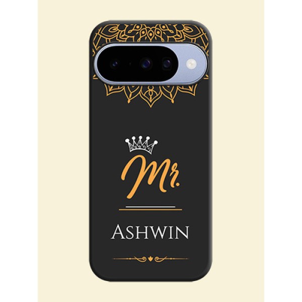 Mr Name with Floral Design On Space Black Custom Soft Matte Mobile Back Cover - Google Pixel 10 5G