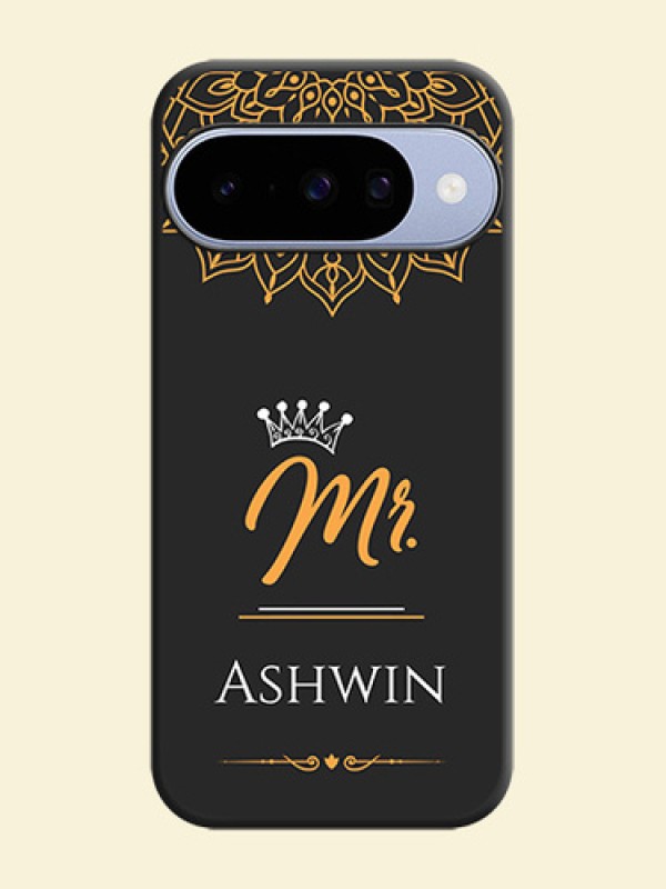 Mr Name with Floral Design On Space Black Custom Soft Matte Mobile Back Cover - Google Pixel 10 5G