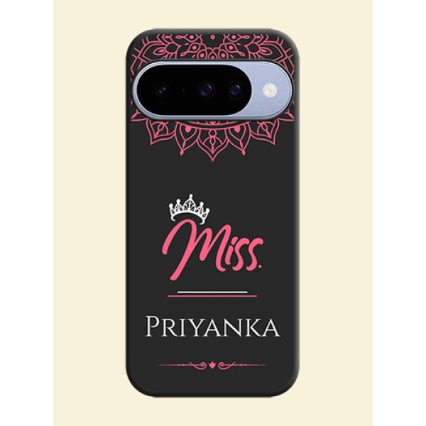 Mrs Name with Floral Design On Space Black Custom Soft Matte Mobile Back Cover - Google Pixel 10 5G