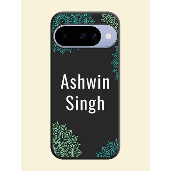 Your Name with Floral Design On Space Black Custom Soft Matte Mobile Back Cover - Google Pixel 10 5G