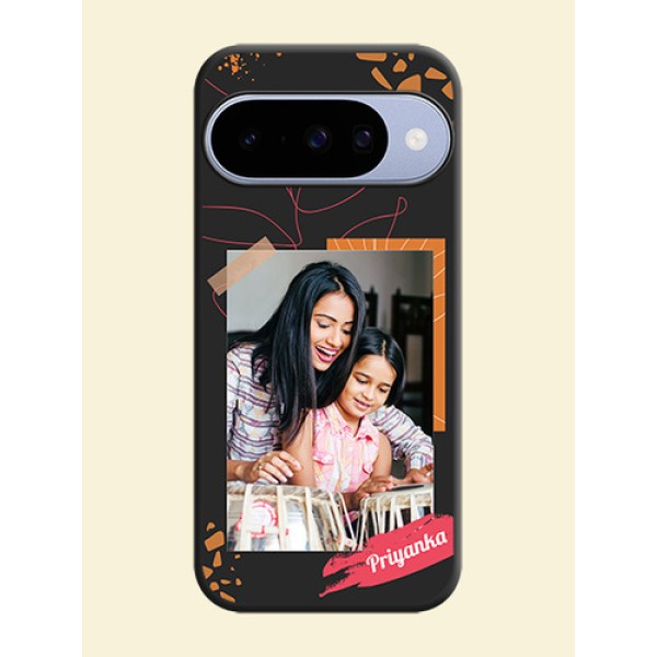 Orange Photo Frame On Space Black Custom Soft Matte Mobile Back Cover - Google Pixel 10 5G