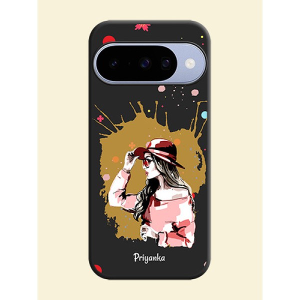 Mordern Lady With Color Splash Background With Custom Text On Space Black Custom Soft Matte Mobile Back Cover - Google Pixel 10 5G