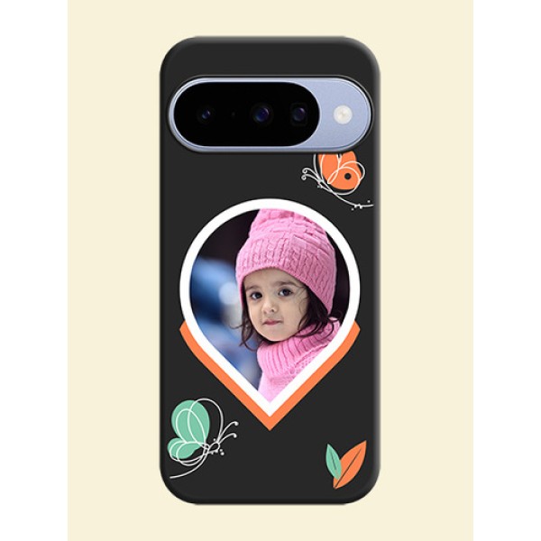 Upload Pic With Simple Butterly Design On Space Black Custom Soft Matte Mobile Back Cover - Google Pixel 10 5G