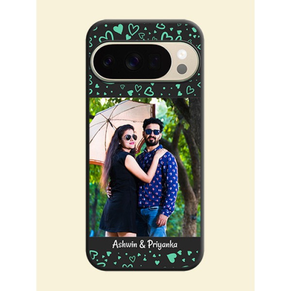 Sea Green Indefinite Love Pattern on Photo On Space Black Custom Soft Matte Mobile Back Cover - Google Pixel 10 Pro 5G