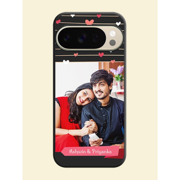 Love Pattern with Name on Pink Ribbon on Photo On Space Black Custom Soft Matte Mobile Back Cover - Google Pixel 10 Pro 5G