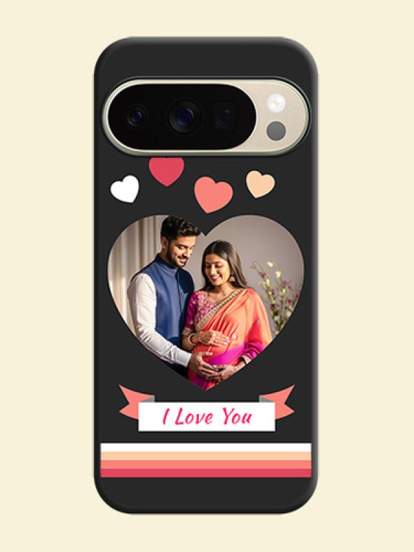 Love Shaped Photo with Colorful Stripes On Space Black Custom Soft Matte Mobile Back Cover - Google Pixel 10 Pro 5G