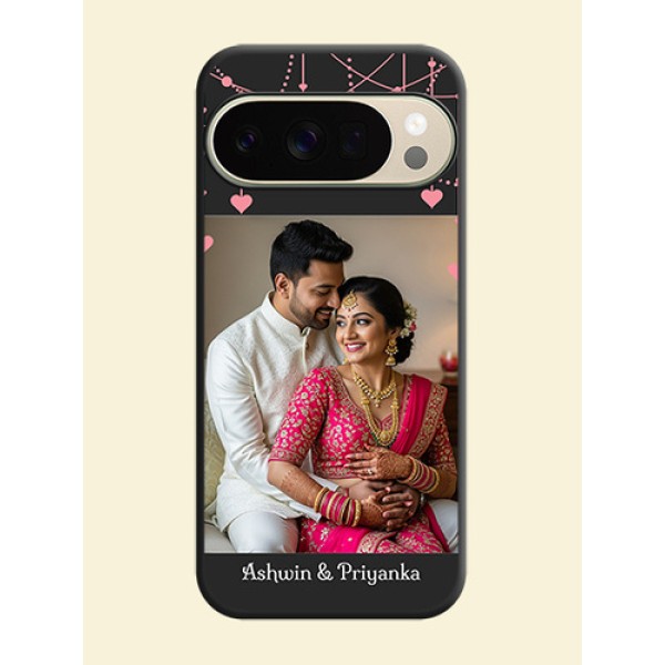 Pink Love Hangings with Text On Space Black Custom Soft Matte Mobile Back Cover - Google Pixel 10 Pro 5G