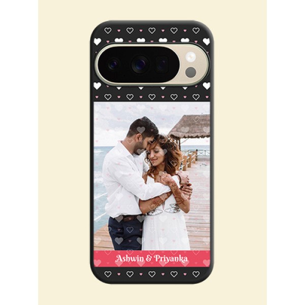 White Color Love Symbols with Text Design on Photo On Space Black Custom Soft Matte Mobile Back Cover - Google Pixel 10 Pro 5G