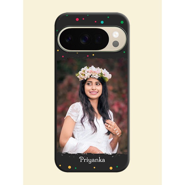 Multicolor Dotted Pattern with Text On Space Black Custom Soft Matte Mobile Back Cover - Google Pixel 10 Pro 5G