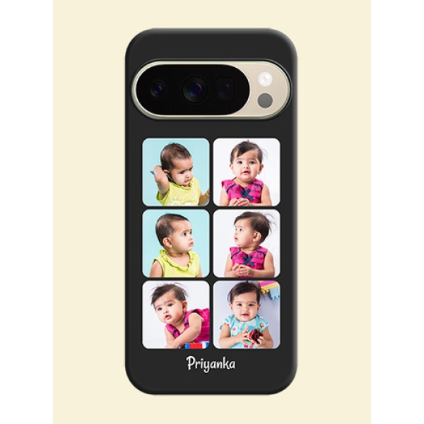 Floral Art with 6 Image Holder on Photo On Space Black Custom Soft Matte Mobile Back Cover - Google Pixel 10 Pro 5G