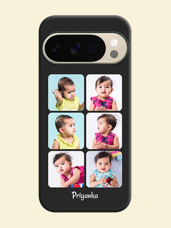 Floral Art with 6 Image Holder on Photo On Space Black Custom Soft Matte Mobile Back Cover - Google Pixel 10 Pro 5G