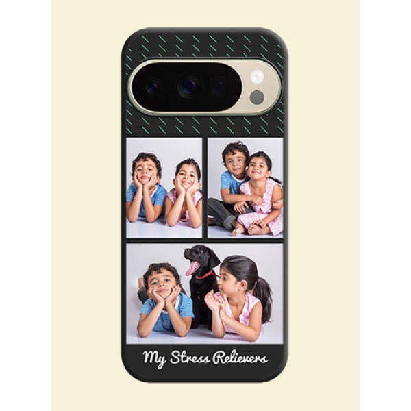 Cross Dotted Pattern with 2 Image Holder On Space Black Custom Soft Matte Mobile Back Cover - Google Pixel 10 Pro 5G