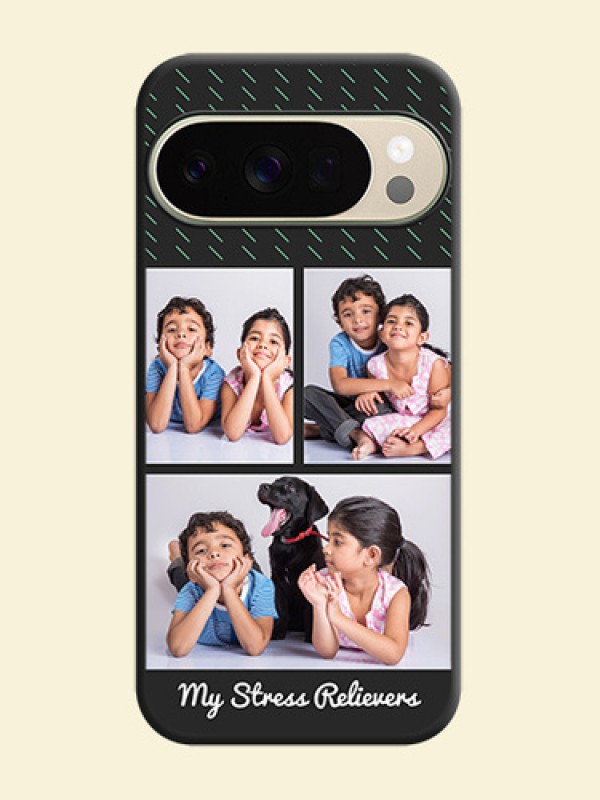 Cross Dotted Pattern with 2 Image Holder On Space Black Custom Soft Matte Mobile Back Cover - Google Pixel 10 Pro 5G