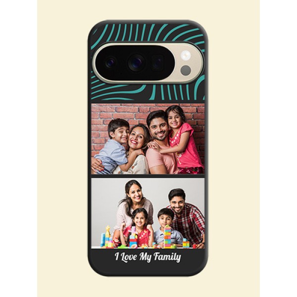 Wave Pattern with 2 Image Holder On Space Black Custom Soft Matte Mobile Back Cover - Google Pixel 10 Pro 5G