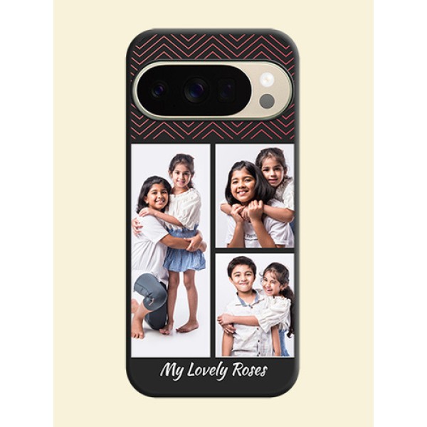 Wave Pattern with 3 Image Holder On Space Black Custom Soft Matte Mobile Back Cover - Google Pixel 10 Pro 5G