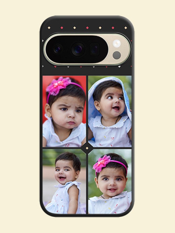 Multicolor Dotted Pattern with 4 Image Holder On Space Black Custom Soft Matte Mobile Back Cover - Google Pixel 10 Pro 5G
