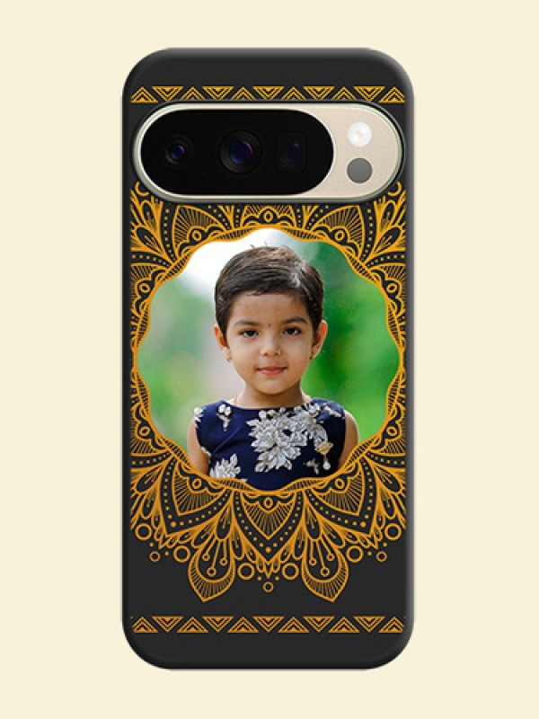 Round Image with Floral Design On Space Black Custom Soft Matte Mobile Back Cover - Google Pixel 10 Pro 5G