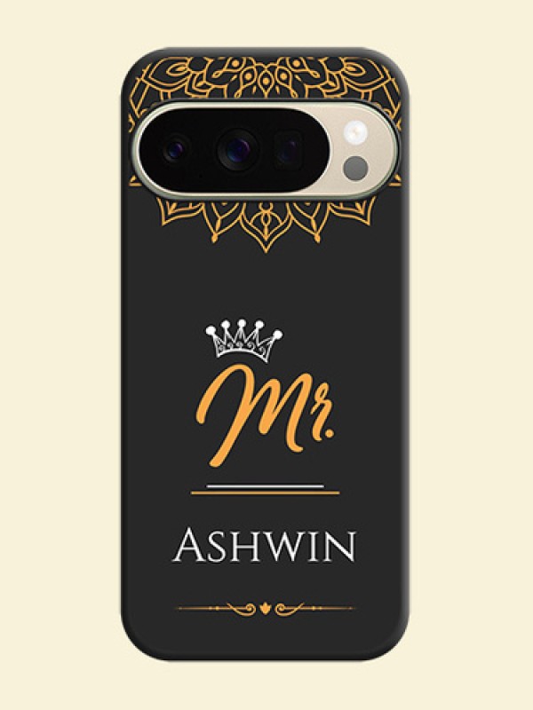 Mr Name with Floral Design On Space Black Custom Soft Matte Mobile Back Cover - Google Pixel 10 Pro 5G
