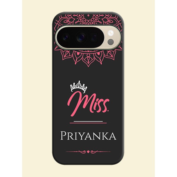 Mrs Name with Floral Design On Space Black Custom Soft Matte Mobile Back Cover - Google Pixel 10 Pro 5G