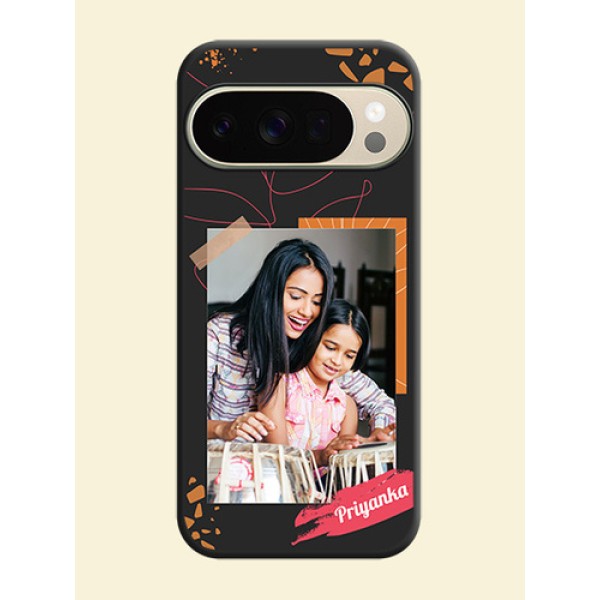 Orange Photo Frame On Space Black Custom Soft Matte Mobile Back Cover - Google Pixel 10 Pro 5G