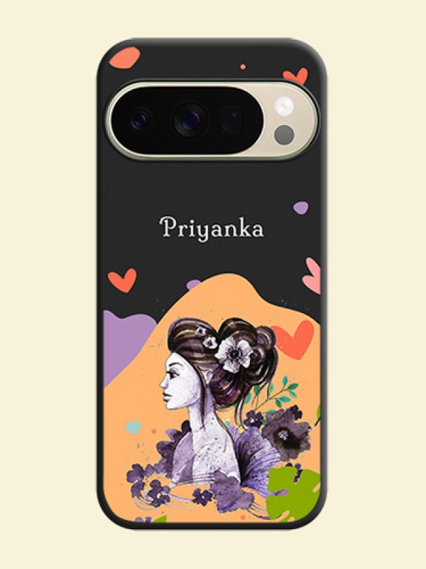 Namecase For Her With Fancy Lady Image On Space Black Custom Soft Matte Mobile Back Cover - Google Pixel 10 Pro 5G