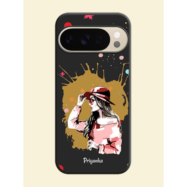 Mordern Lady With Color Splash Background With Custom Text On Space Black Custom Soft Matte Mobile Back Cover - Google Pixel 10 Pro 5G