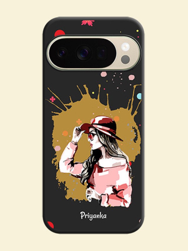 Mordern Lady With Color Splash Background With Custom Text On Space Black Custom Soft Matte Mobile Back Cover - Google Pixel 10 Pro 5G