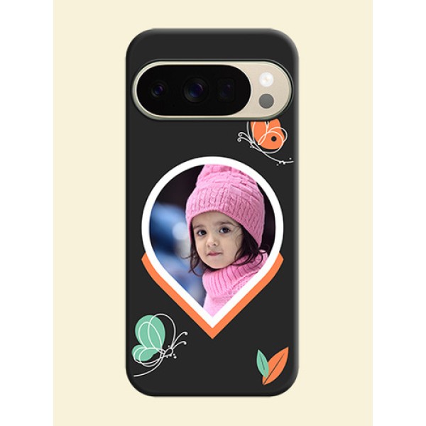 Upload Pic With Simple Butterly Design On Space Black Custom Soft Matte Mobile Back Cover - Google Pixel 10 Pro 5G