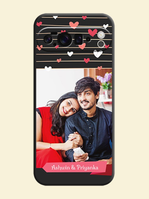 Love Pattern with Name on Pink Ribbon on Photo On Space Black Custom Soft Matte Mobile Back Cover - Google Pixel 10 Pro XL 5G