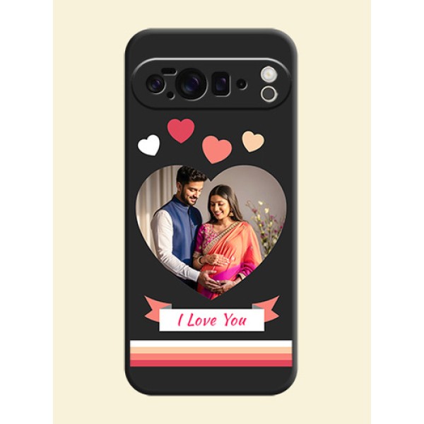 Love Shaped Photo with Colorful Stripes On Space Black Custom Soft Matte Mobile Back Cover - Google Pixel 10 Pro XL 5G