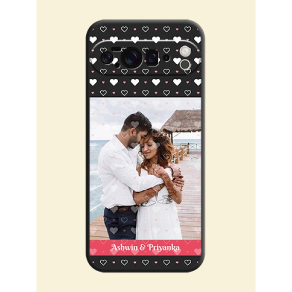 White Color Love Symbols with Text Design on Photo On Space Black Custom Soft Matte Mobile Back Cover - Google Pixel 10 Pro XL 5G
