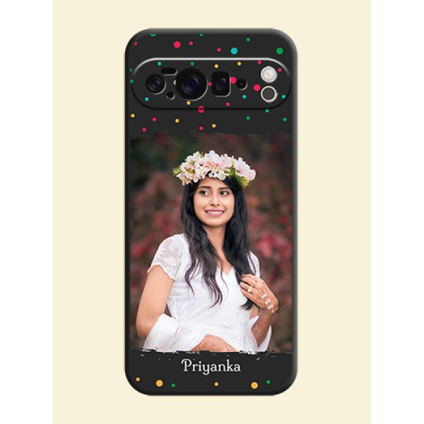 Multicolor Dotted Pattern with Text On Space Black Custom Soft Matte Mobile Back Cover - Google Pixel 10 Pro XL 5G