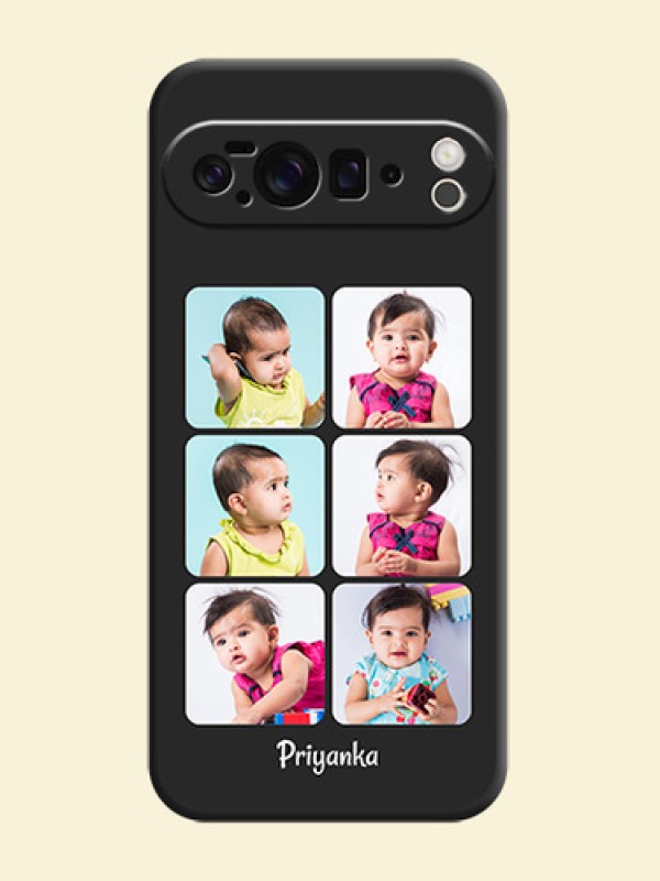 Floral Art with 6 Image Holder on Photo On Space Black Custom Soft Matte Mobile Back Cover - Google Pixel 10 Pro XL 5G