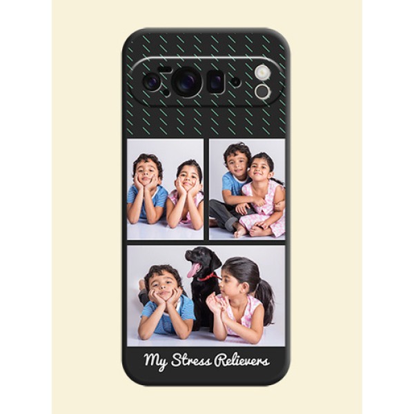 Cross Dotted Pattern with 2 Image Holder On Space Black Custom Soft Matte Mobile Back Cover - Google Pixel 10 Pro XL 5G