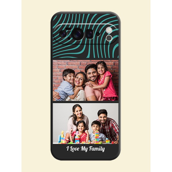 Wave Pattern with 2 Image Holder On Space Black Custom Soft Matte Mobile Back Cover - Google Pixel 10 Pro XL 5G