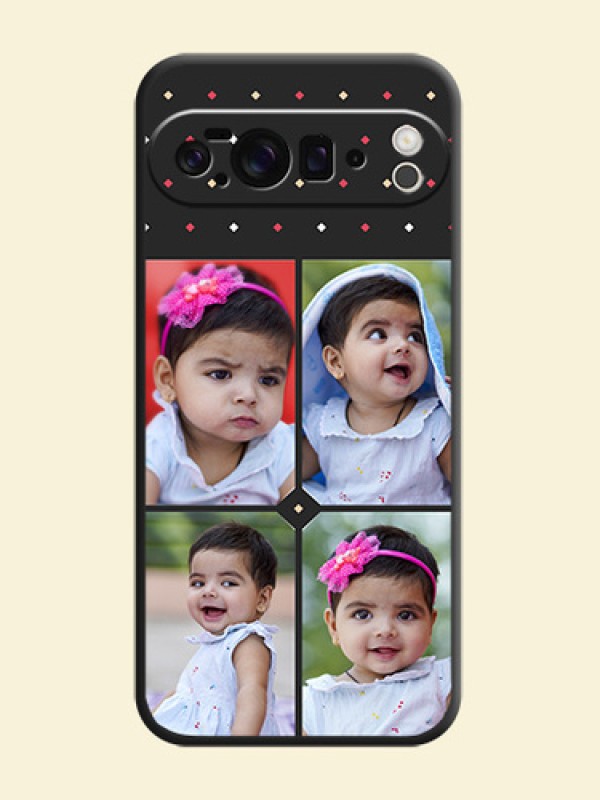 Multicolor Dotted Pattern with 4 Image Holder On Space Black Custom Soft Matte Mobile Back Cover - Google Pixel 10 Pro XL 5G