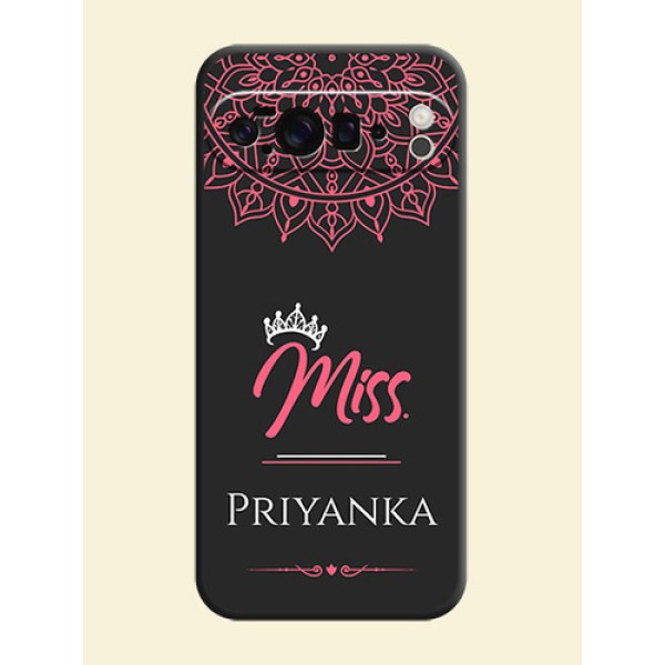 Mrs Name with Floral Design On Space Black Custom Soft Matte Mobile Back Cover - Google Pixel 10 Pro XL 5G